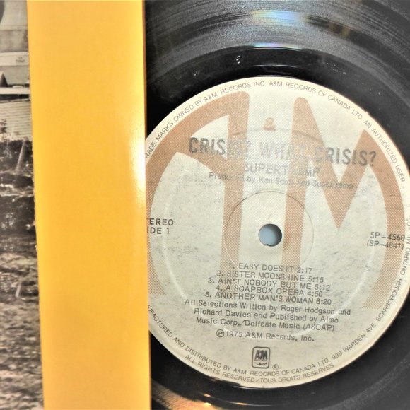 1975 Supertramp CRISIS WHAT Record LP Vinyl Record A&M Records #SP4560 - Picture 3 of 4